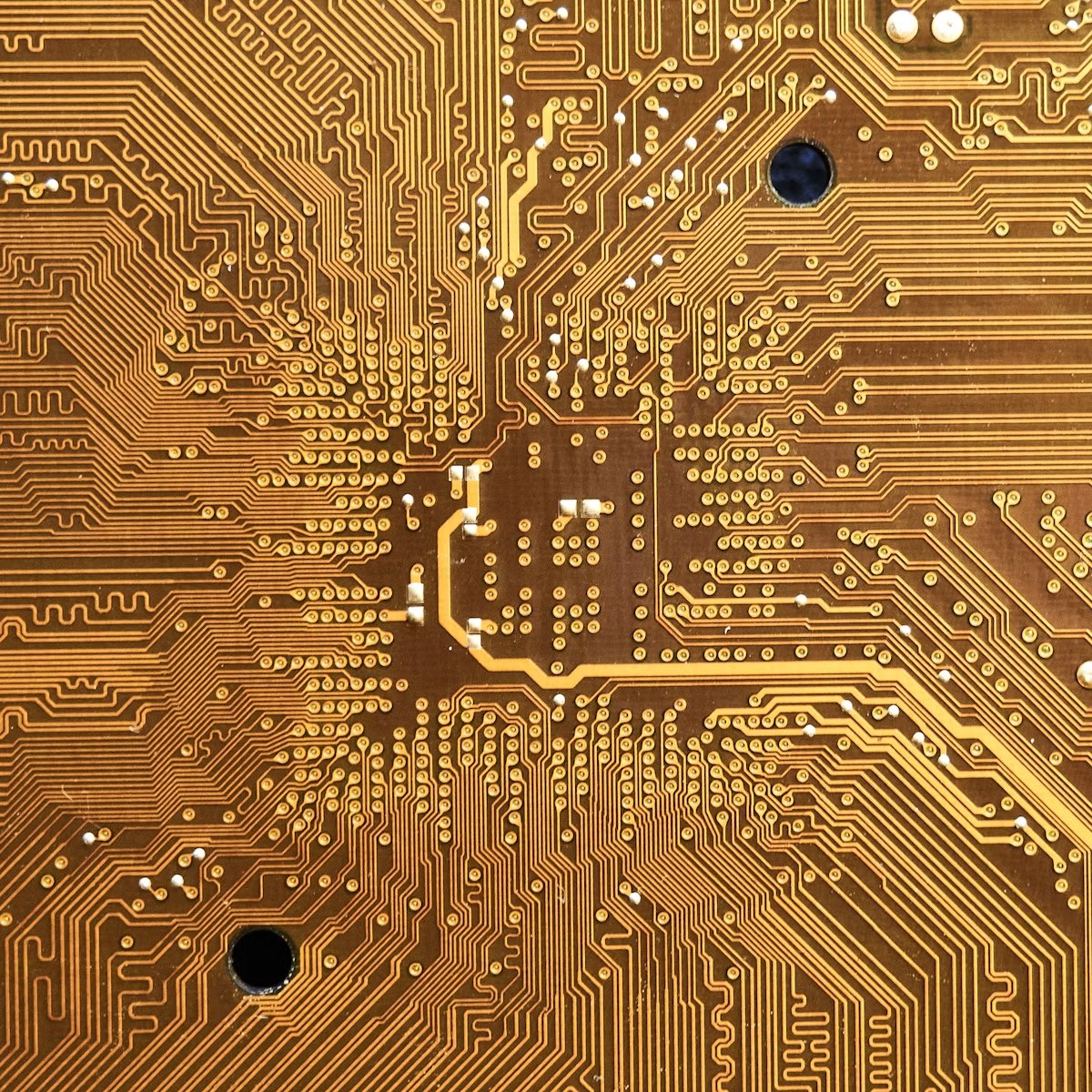 Bare PCB copper traces, macro